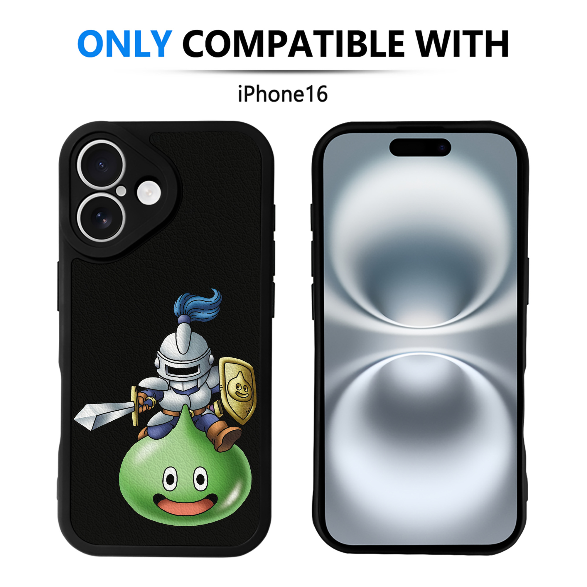 （画像用） ドラゴンクエスト Doragon Kuesuto Dragon Quest 【iPhone 16シリーズ対応】シリコンスマホケース（レザー調） 材質：シリコン